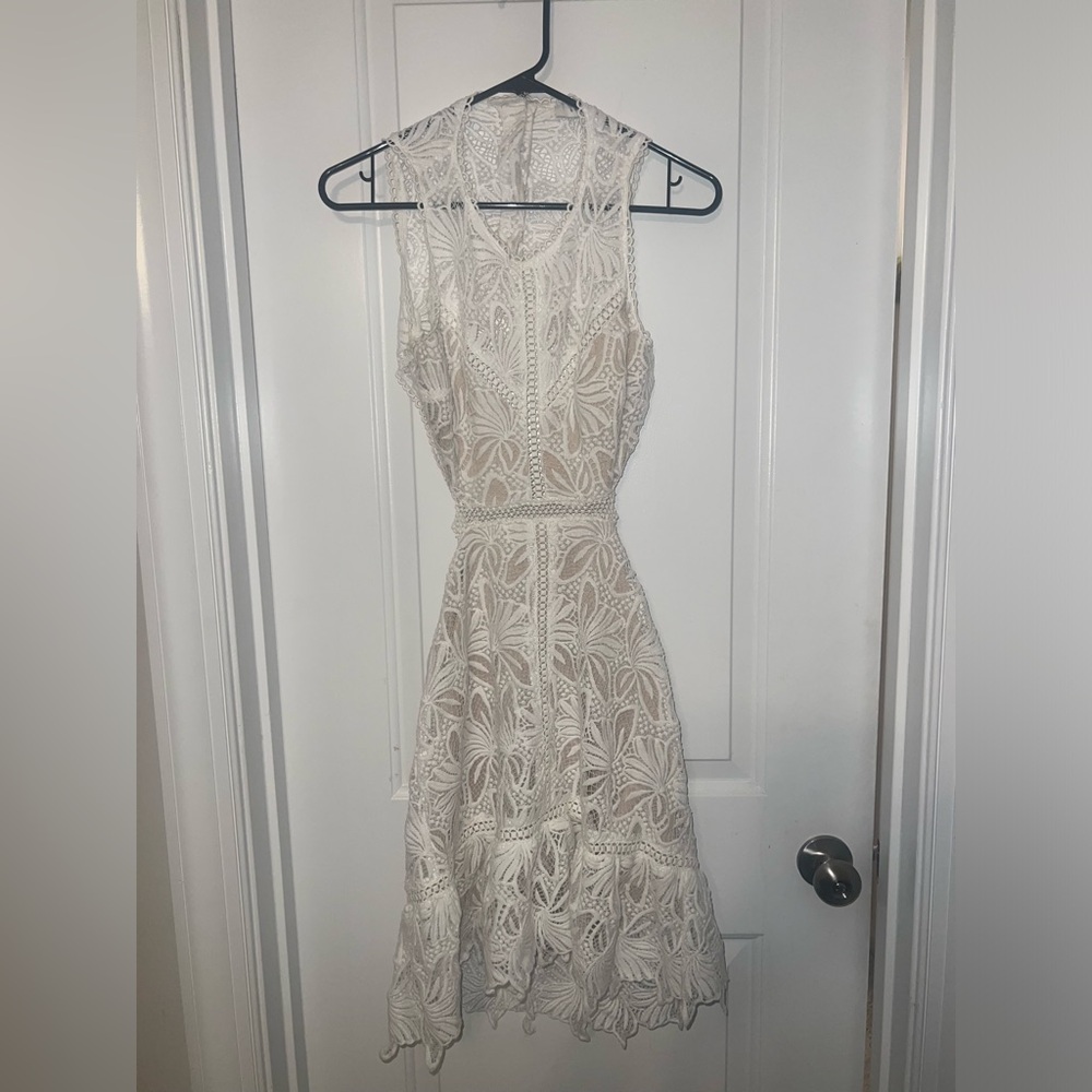 White Lace Back Cutout Mini Dress | s